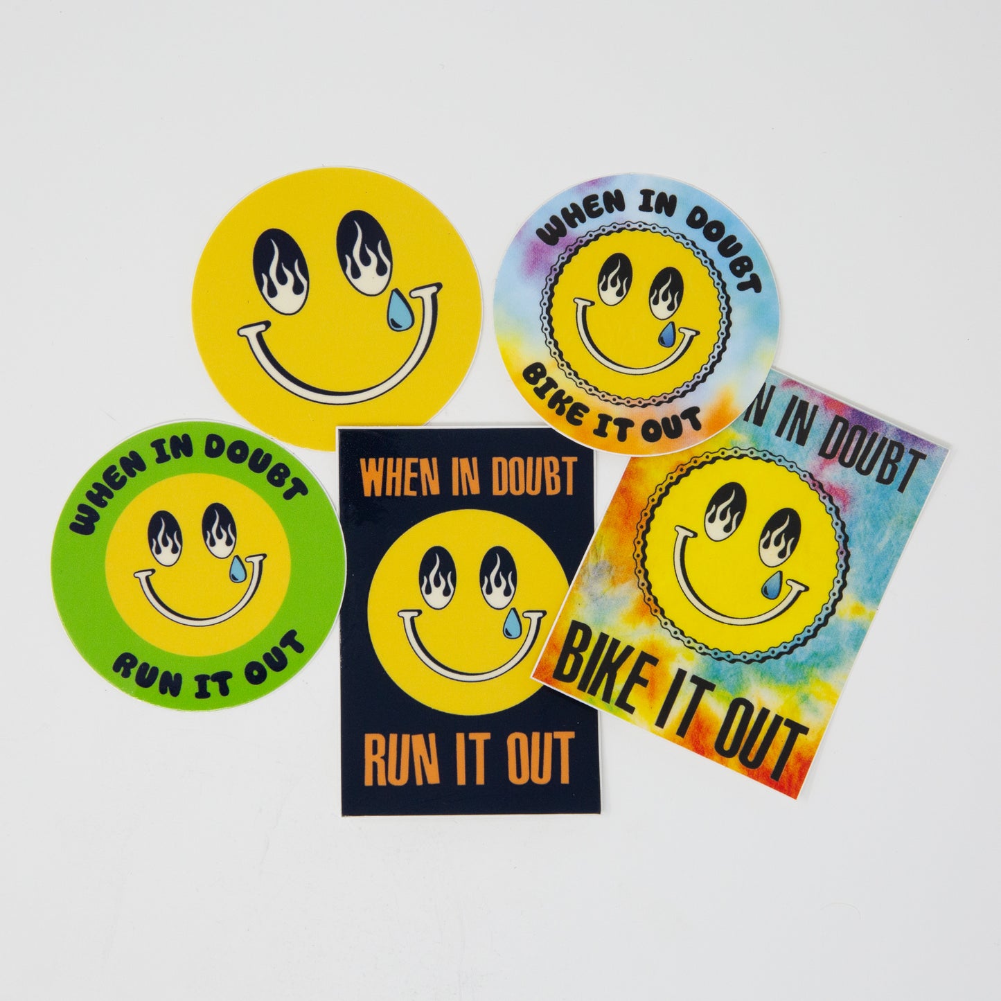 Bike it Out Smiley Mental Health Round Vinyl Sticker