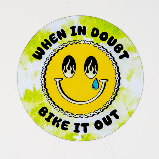 When in Doubt Bike it Out Smiley Mental Health Flexible Die-cut Magnet