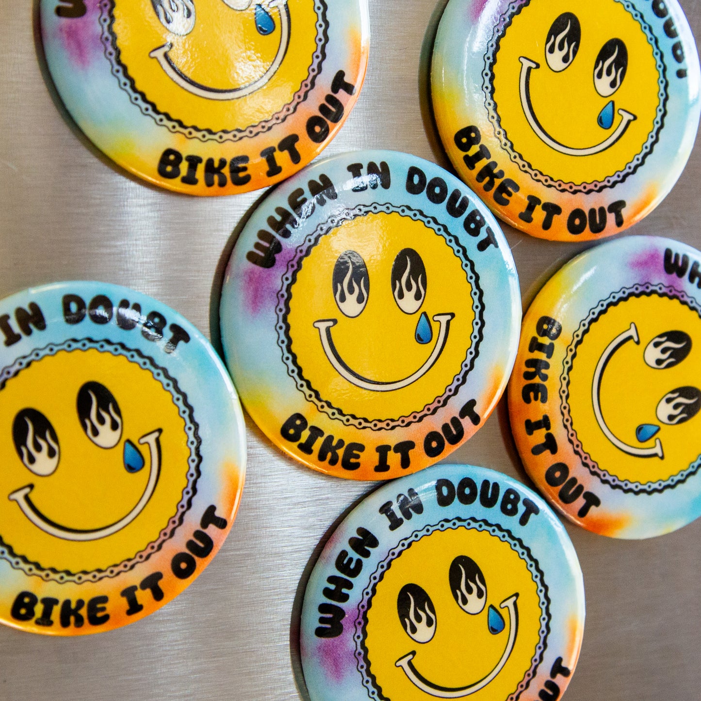 When it Doubt Bike it Out Smiley Mental Health Fridge Magnet