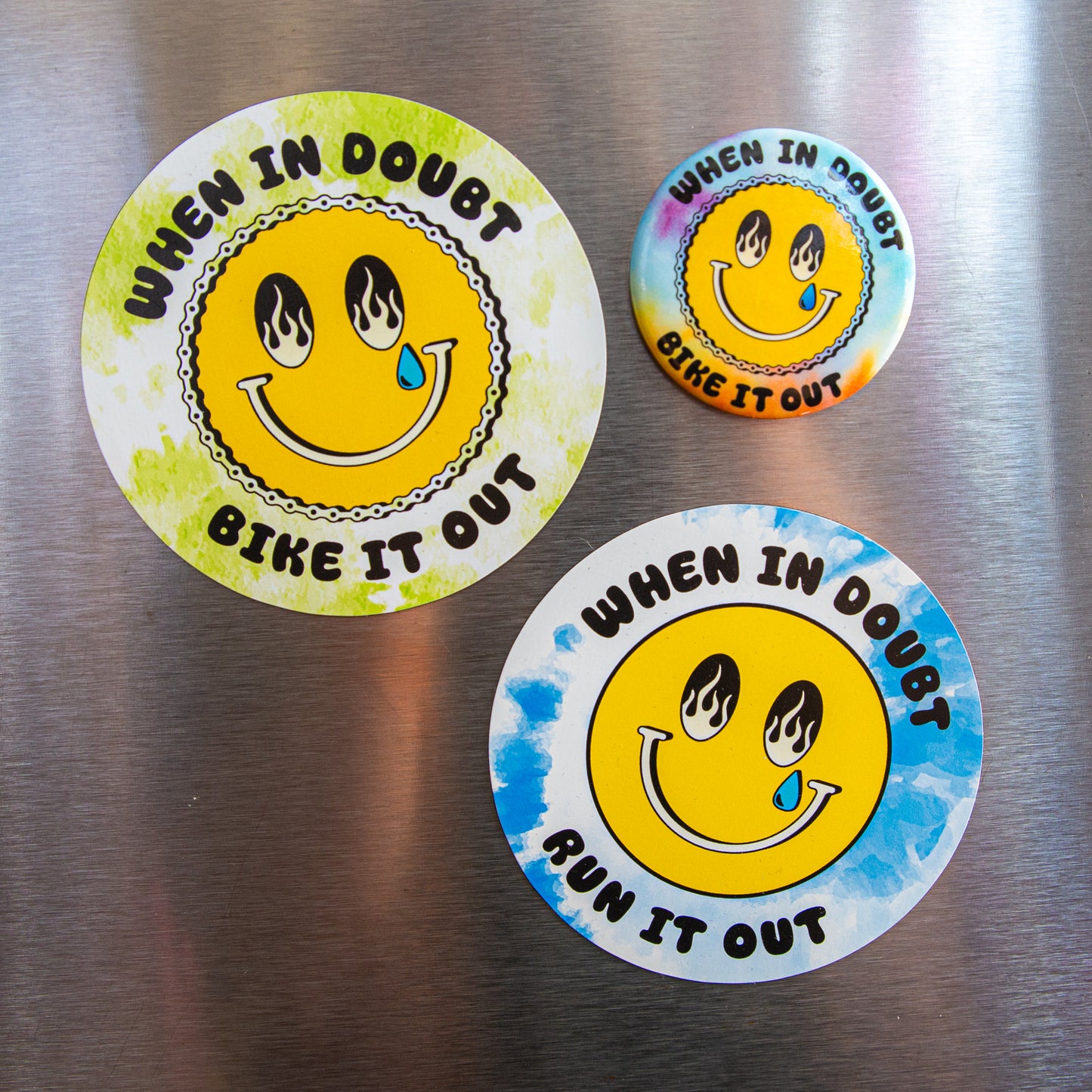 When in Doubt Run it Out Smiley Mental Health Flexible Die-cut Magnet