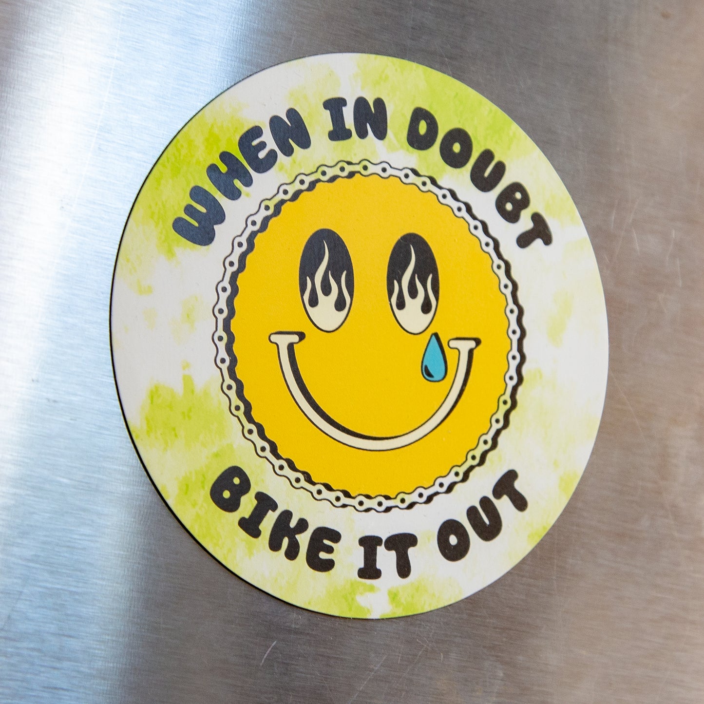 When in Doubt Bike it Out Smiley Mental Health Flexible Die-cut Magnet