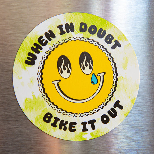 When in Doubt Bike it Out Smiley Mental Health Flexible Die-cut Magnet