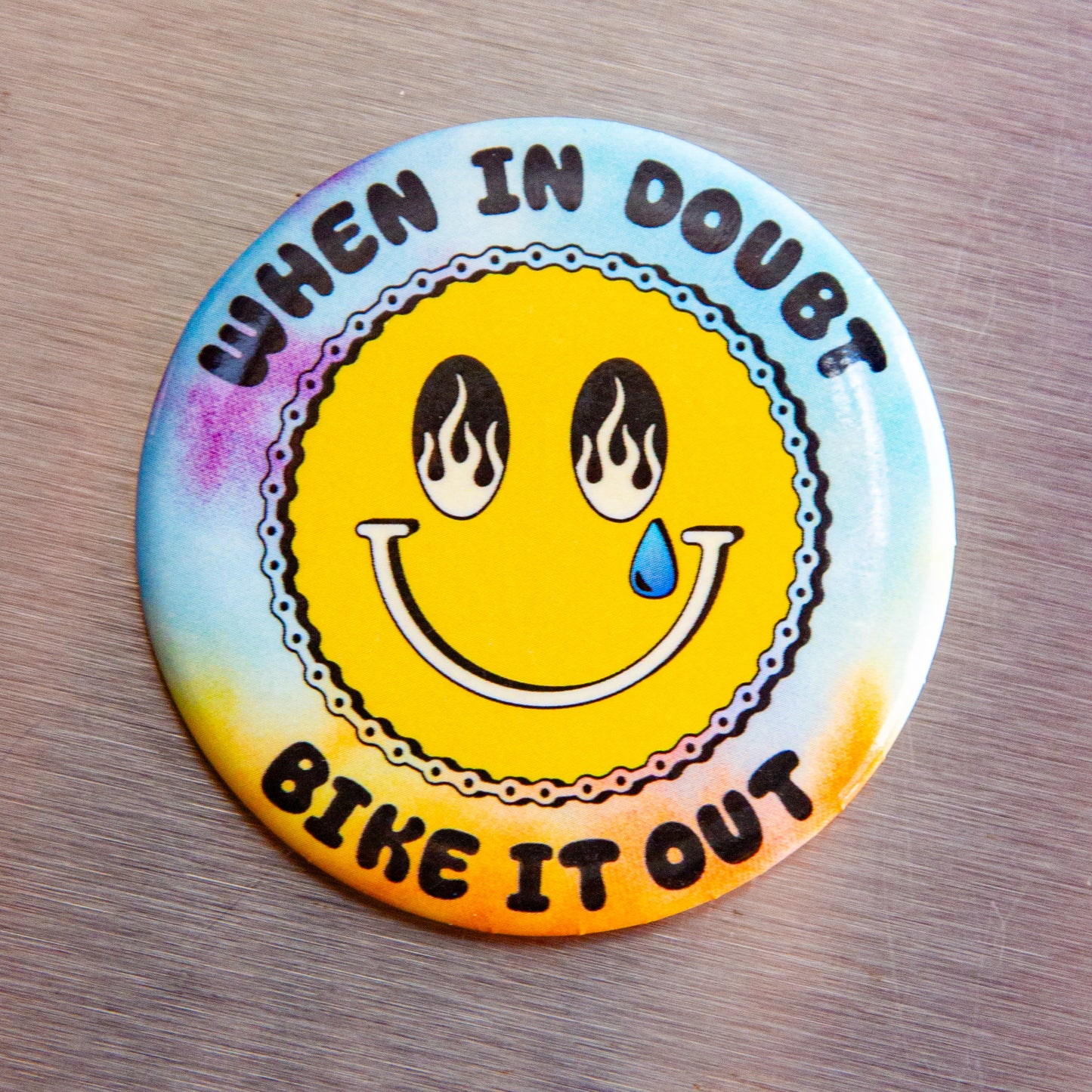 When it Doubt Bike it Out Smiley Mental Health Fridge Magnet