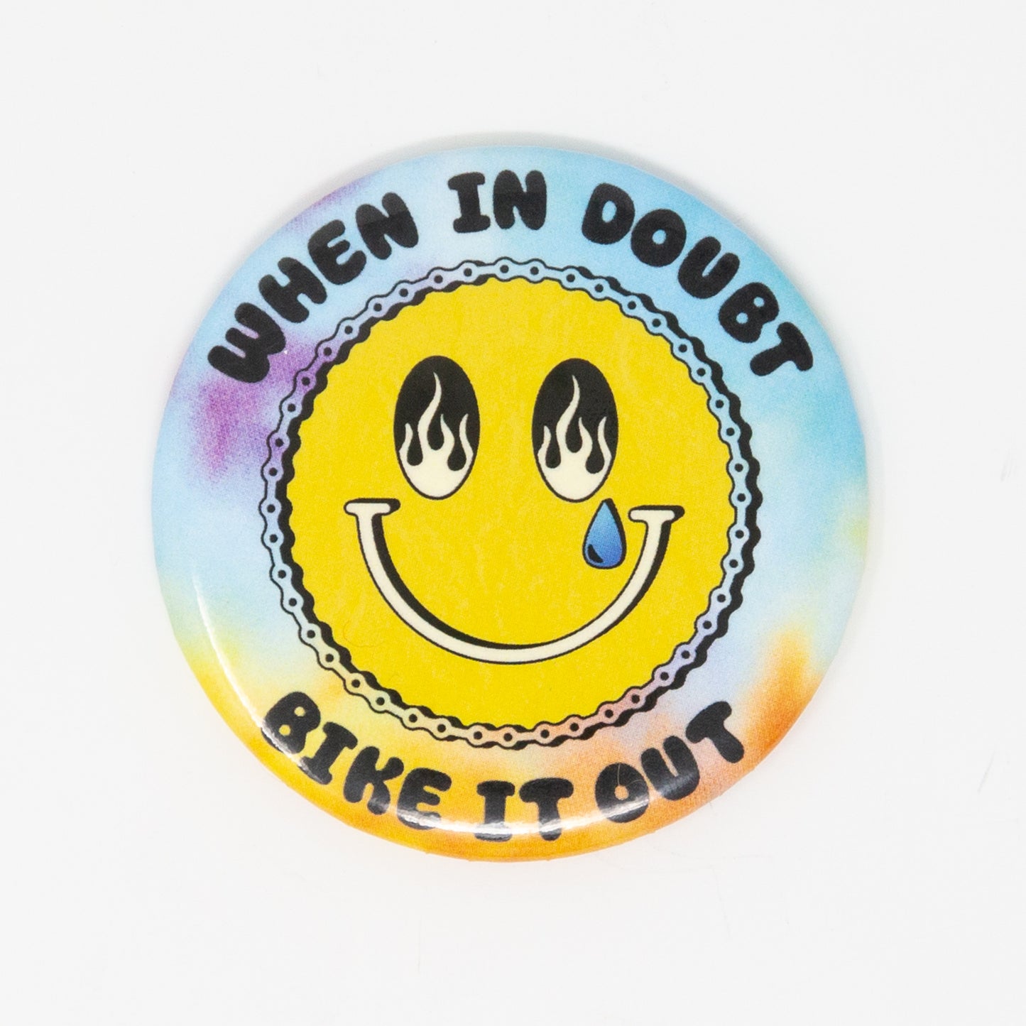 When it Doubt Bike it Out Smiley Mental Health Fridge Magnet