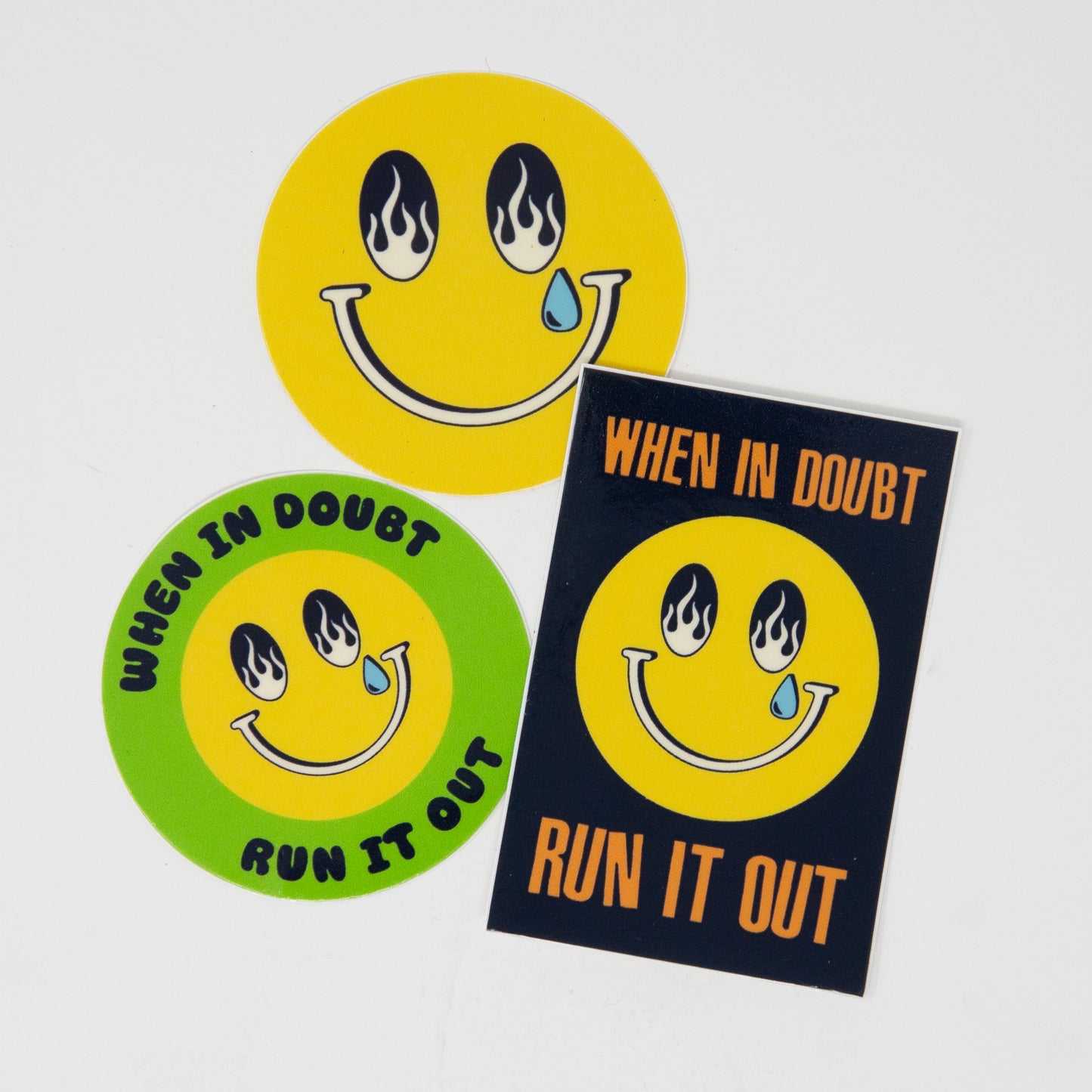 Run it Out Smiley Mental Health Rectangle Vinyl Sticker