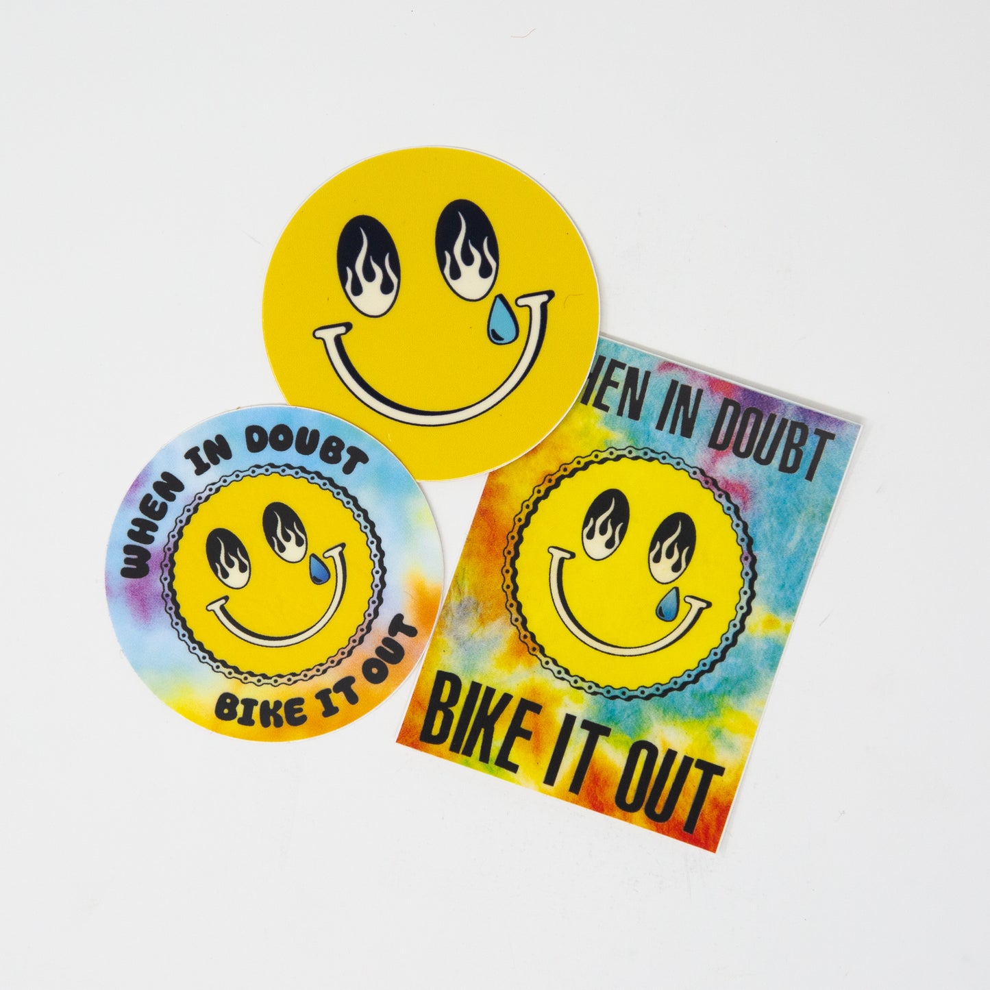 Bike It Out Smiley Mental Health Rectangle Vinyl Sticker