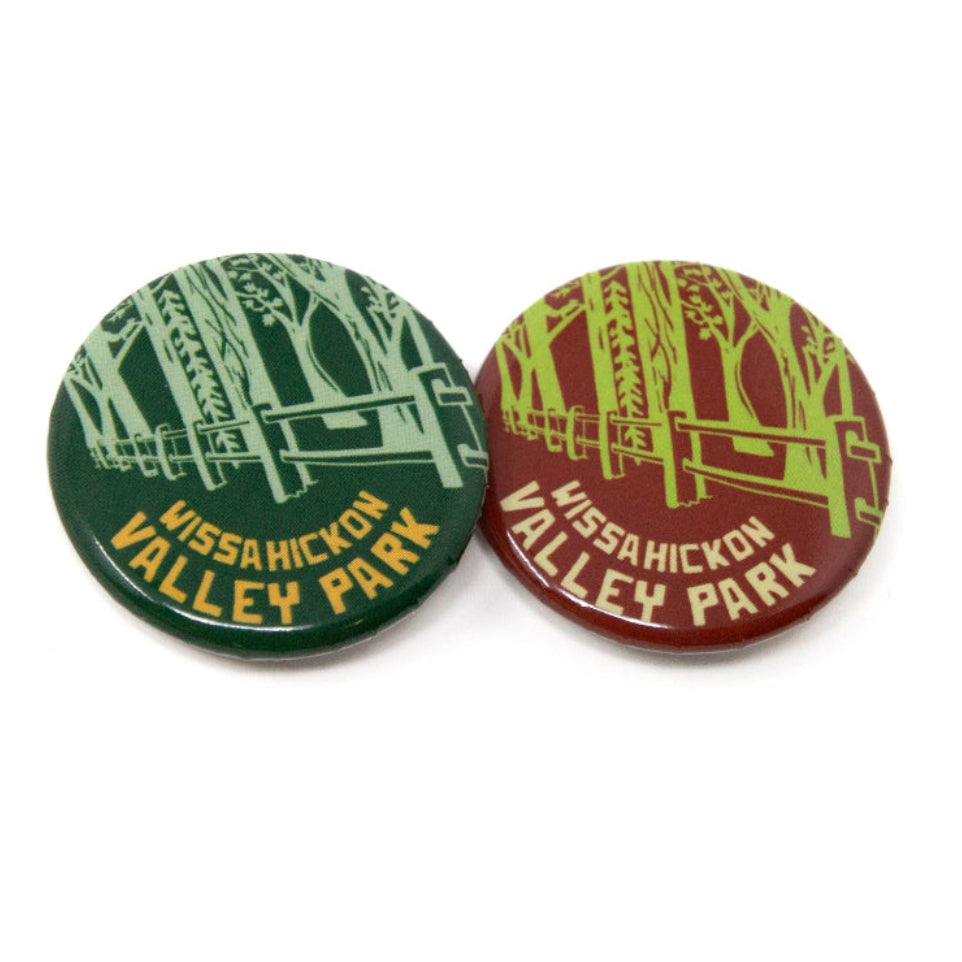 Two buttons with illustrations of trees of a park and text 'Vissahickon Valley Park' on a white background.